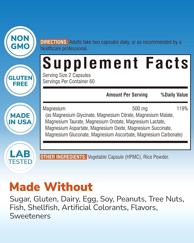 12 in 1 Magnesium Complex Capsules and Maca Root Capsules Bundle Non-GMO Dietary Supplements Vegan Capsules