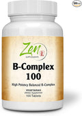 Advanced B Complex Vitamin Supplement - Full-Spectrum B Vitamin Supplement with Folic Acid Biotin Inositol - Support Immune and Cardio Health Energy Metabolism - 100 Tablets