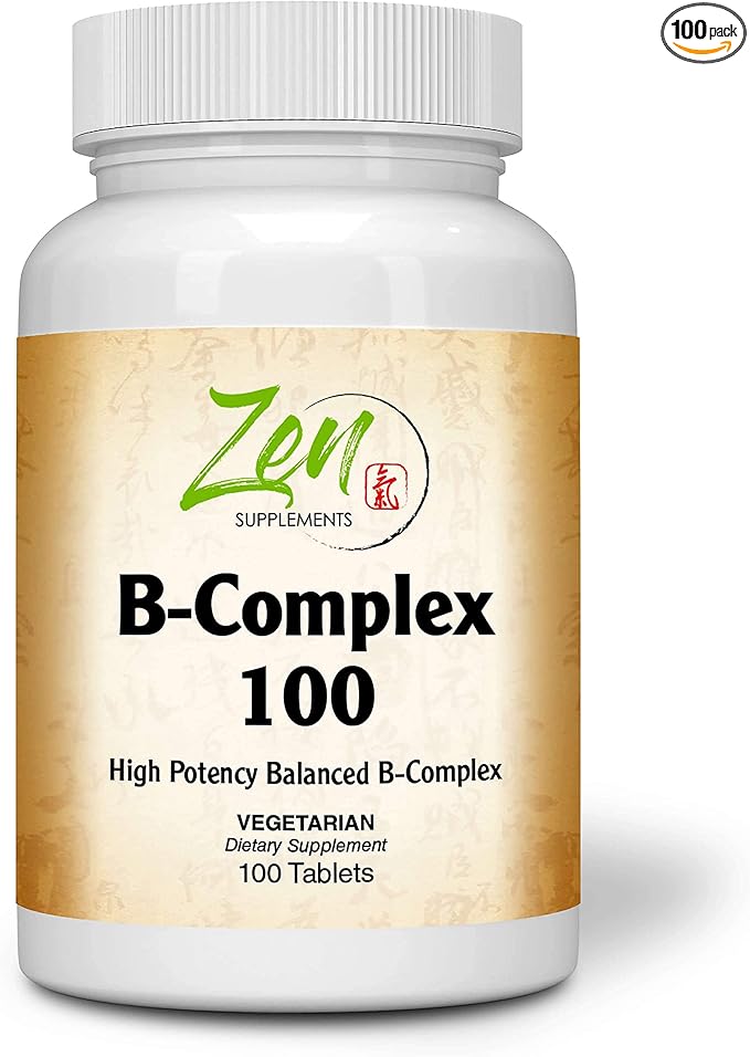 Advanced B Complex Vitamin Supplement - Full-Spectrum B Vitamin Supplement with Folic Acid Biotin Inositol - Support Immune and Cardio Health Energy Metabolism - 100 Tablets