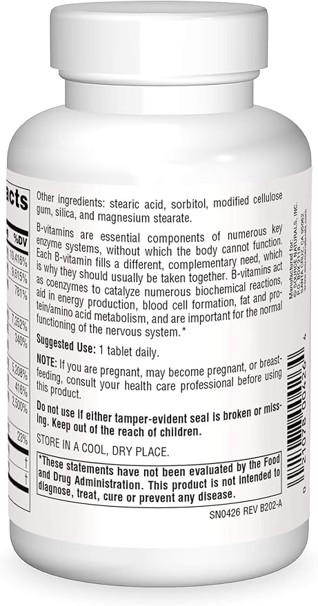 Source Naturals B-125 125 mg B-Vitamins for Energy Production Support - 90 Tablets