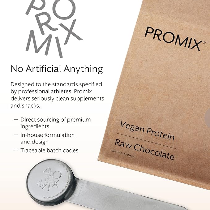 ProMix Nutrition Plant-Based Vegan Protein Powder Raw Chocolate - Pea Protein &amp Vitamin B-12 - ­Post Workout Fitness &amp Nutrition Shakes Smoothies Baking &amp Cooking Recipes - 5 Pound (Pac