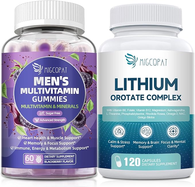 Men’s Multivitamin Gummies + Lithium Orotate Complex 2 Pack Bundle
