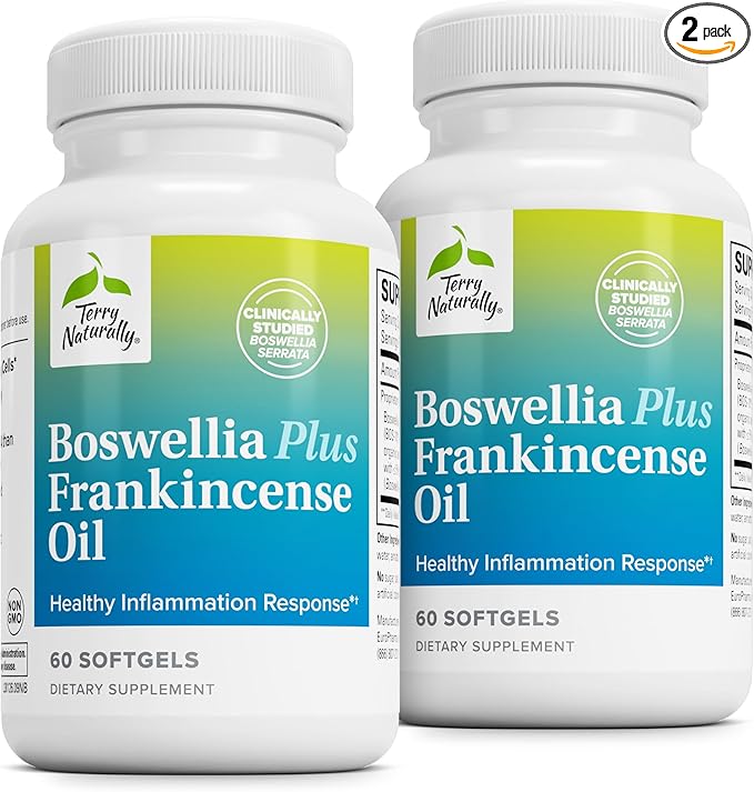 Terry Naturally Boswellia Plus Frankincense Oil - Joint Support Supplement to Support Mobility &amp Joint Comfort - Support Cellular Health with Boswellia &amp Frankincense Oil - 60 Softgels (Pack o