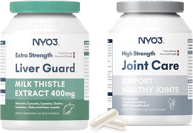 NYO3 Milk Thistle Liver Glucosamine 1500mg with Chondroitin MSM 2 Pack