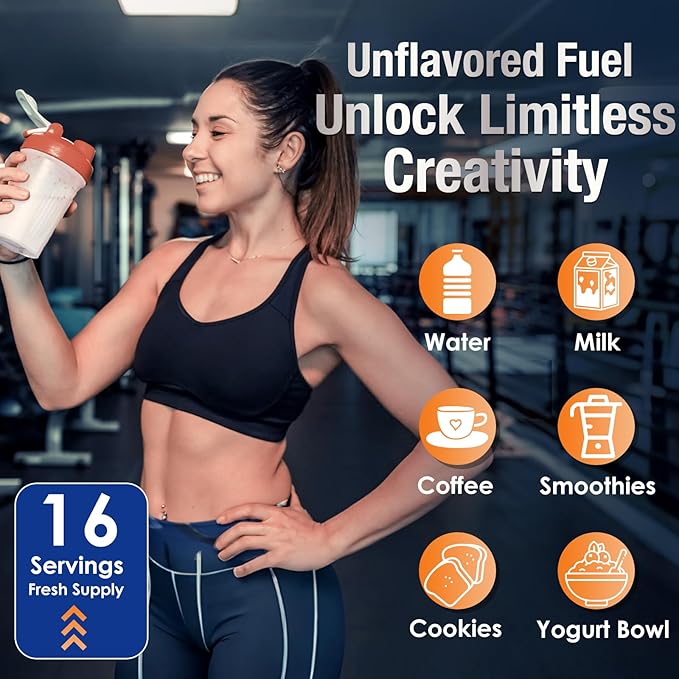 DRFOSTER Whey Protein Powder Isolate - Unflavored Grass-Fed 26g Protein &amp 6g BCAAs for Muscle Growth &amp Recovery Sugar Free &amp Keto Friendly 1.1LB 16 Servings