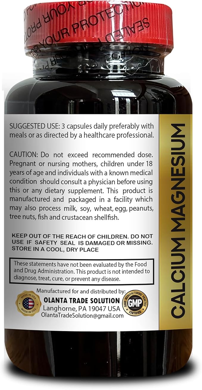 Calcium Magnesium Complex – Balanced Blend for Daily Nutrition - Calcium Magnesium Plus Boron Capsules Muscle &amp Immune Support Energy Support - 2 Bottles 200 Capsules