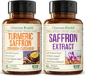 Saffron Mood &amp Eye Support + Turmeric Curcumin – Antioxidant Joint &amp Cognitive Wellness Bundle
