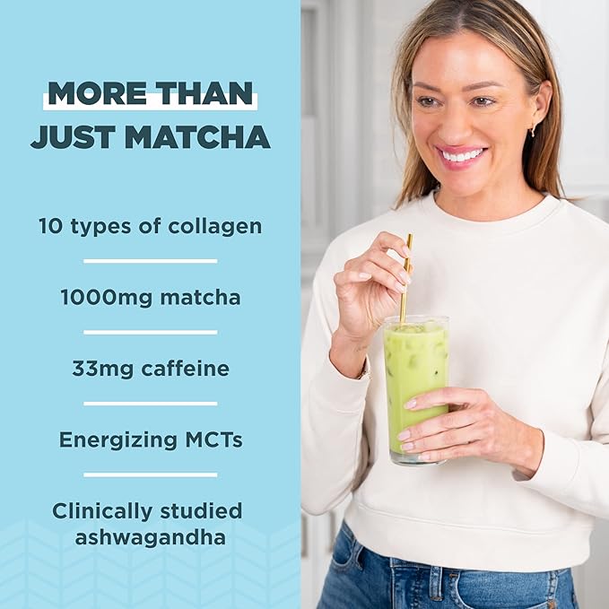 Ancient Nutrition Matcha Powder with Collagen Collagen Matcha with MCTs &amp Ashwagandha for Energy Metabolism Skin Hair and Gut Health 20 Servings (Pack of 2)