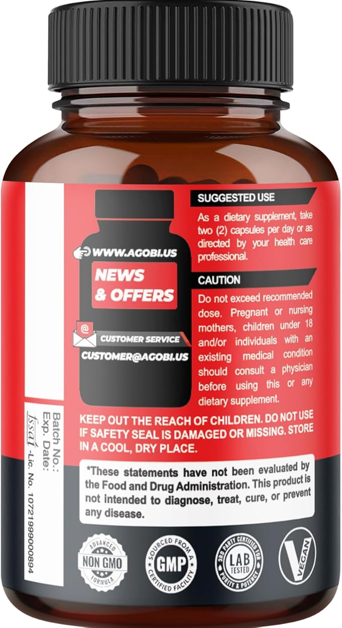 agobi 4in1 Benfotiamine Supplement - 2 Months for Digestion Energy Production &amp Immune - Plus Turmeric Curcumin Root Ashwagandha Root &amp Organic Gymnema Sylvestre - 120 Capsules