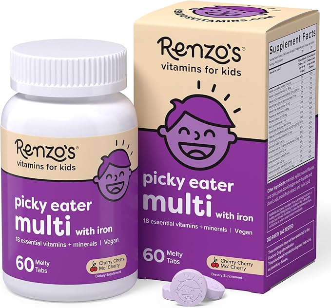 Renzo's Vitamins Back to School Bundle Bright &amp Brainy Vitamin B6 Picky Eater Kids Multivitamin and Kids Vitamin C with Elderberry &amp Zinc for Immune Support