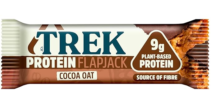 Trek High Protein Flapjack Cocoa Oat 50g (Pack of 16 Bars)- Gluten Free - Vegan Snack
