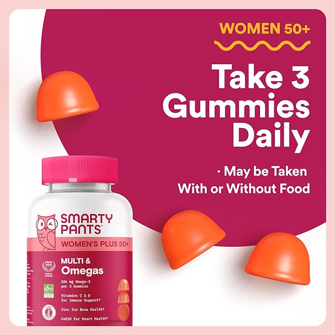 SmartyPants Women’s Complete Wellness Bundle: Multivitamin + Women’s 50+ Gummies with Omega-3 CoQ10 Methylfolate Vitamins D3 B12 C A &amp Zinc – Gluten Free 90 Count Each (2-Pack)