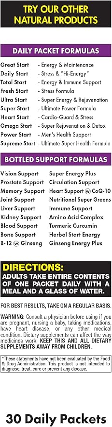 Omega Start All-in-One Daily Multivitamin Pack | Organ Health &amp Detox | Milk Thistle Dandelion Chanca Piedra &amp Nettle | 30-Day Supply