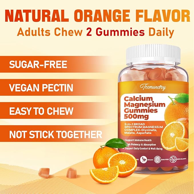 Calcium Magnesium Supplement Gummies for Adults: Calcium Citrate 600 mg with Vitamin D3 &amp K2 for Women Men - Supports B0ne Strength Better Zzz Muscles Energy &amp Immune (120 Count)