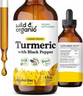 Wild &amp Organic Turmeric Supplement Liquid Drops - Movement &amp Immune Support - Liquid Turmeric with Black Pepper Extract - Add to Tea Tincture - Curcumin Supplements - Sugar &amp Alcohol-Free