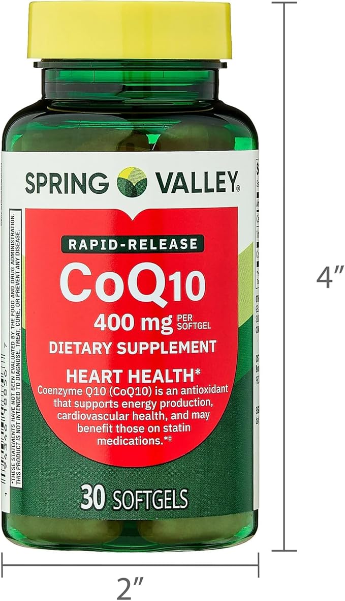 SUREFECT Spring Valley CoQ10 400mg - 30 Rapid-Release Softgels - Antioxidant Support for Heart &amp Energy Organizer.