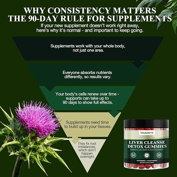Liver Cleanse Detox &amp Repair - Sugar Free &amp Vegan Gummies Milk Thistle Liver Detox Supplement Supports Liver Detox Ginger Root Choline &amp Dandelion Root Silymarin Infused 120 Gummies