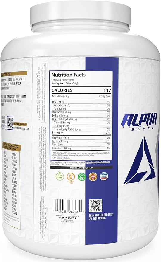 Alpha Supps ISO Low Carb 100% Whey Protein Isolate Powder 25 Grams Per Serving Helps Support Muscle Growth Low Sugar and Gluten Free (5 Pound (Pack of 1) Chocolate Cake)