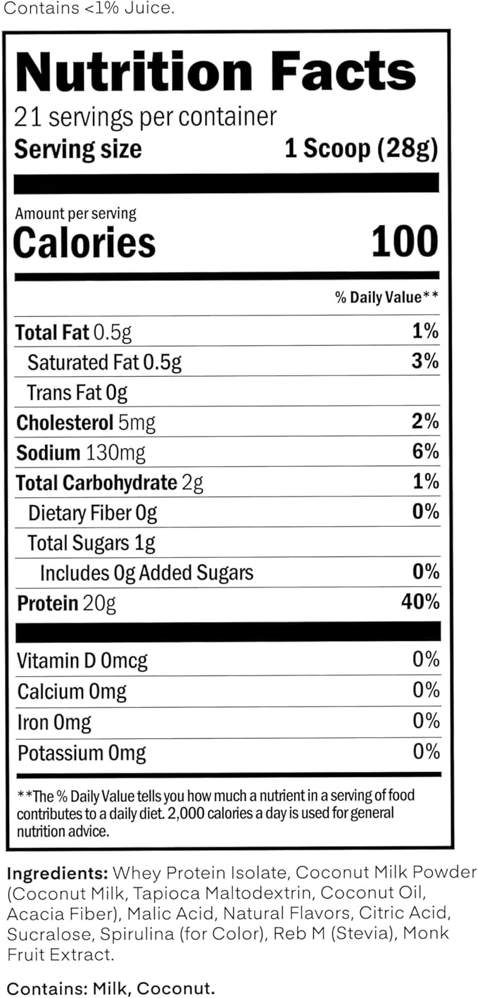 Oath Nutrition Clear Whey Isolate Protein Powder ICY Blue Razz 20g Complete Protein per Serving No Added Sugar Grass-Fed 21 Servings