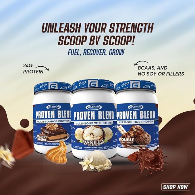 Gaspari Nutrition Proven Blend Multi Source Protein Powder Beef Protein Isolate Whey Concentrate and Whey Isolate Builds Lean Muscle 24g of Protein (28 Servings Chocolate Peanut Butter)