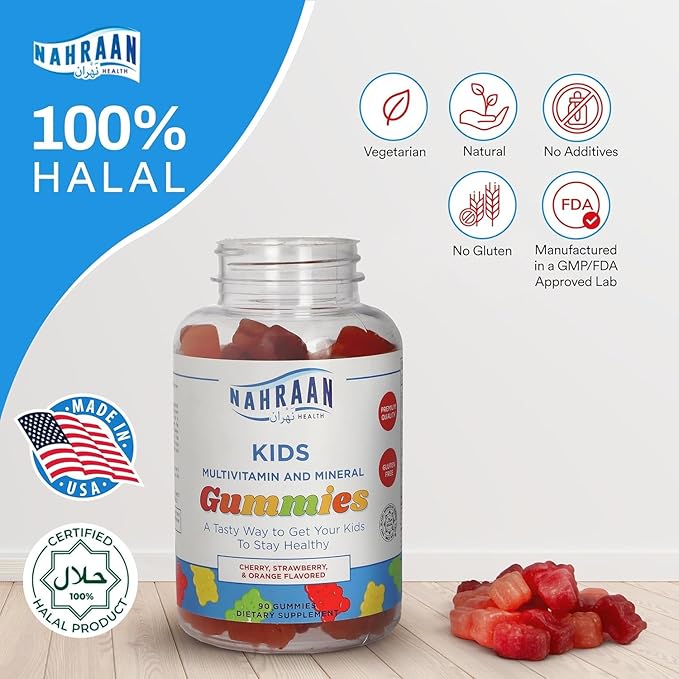 Halal Vitamins for Kids &amp Halal Multivitamins Gummies for Adults - Multivitamins A C D E B6 B12 - Non-GMO Vegetarian Halal Gummies - 90 Count Each