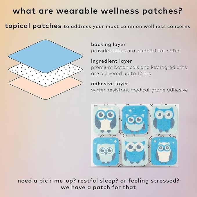 The Good Patch Nite Owl Patch Natural Sleep Patch Support for Kid Bedtime with Tart Cherry Chamomile and Skullcap Plant Powered Sustained Release (12 Total Patches)