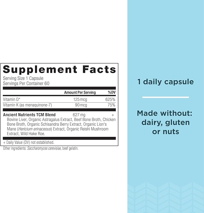 Ancient Nutrition SBO Probiotics Capsules Ultimate 60 Count + Vitamin D Capsules 90 Count