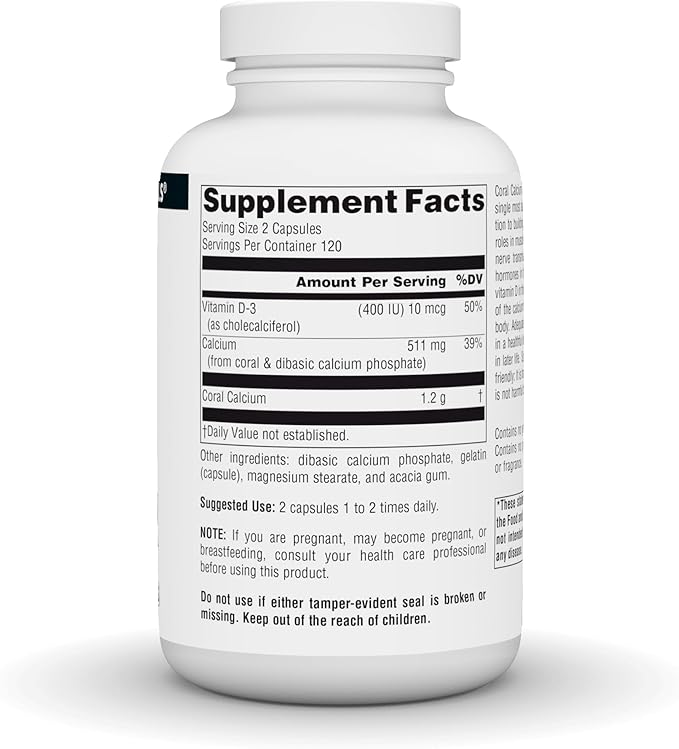 Source Naturals Coral Calcium - 600mg - 240 Capsules