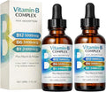 Vitamin B12 Complex Liquid Drops Sublingual B Complex with B12 B6 B1 Niacin &amp Folic Acid for Metabolic Health &amp Energy Support Vegan | Non-GMO | Gluten Free 60ml/2 fl oz 60 Servings (2p