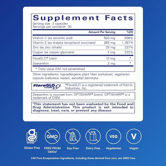 Pure Encapsulations EyeProtect Basics | Key Antioxidant Support for Eye Health | 60 Capsules