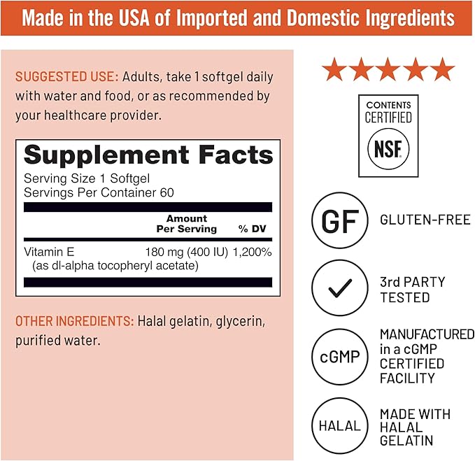 NatureWise Vitamin D3 5000IU (125mg) 360 Count + Vitamin E 400 IU (180mg DL-Alpha) 60 Count - Bundle for Immune Energy Heart Health Support - Soy Dairy Gluten Free Non-GMO Halal Gelatin