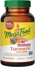 MegaFood Turmeric Curcumin Supplement for Liver Support - Turmeric Supplement with Black Pepper &amp Milk Thistle - 300mg Curcuminoids Per Serving - Vegan Gluten Free NonGMO - 60 Tablets 30 Servin