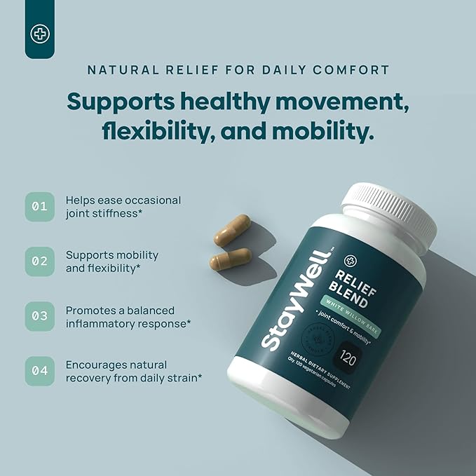 Pain Relief- White Willow Bark Extract Devil's Claw Turmeric Boswellia Bromelain and Ginger Premium Extract Blend- 120ct
