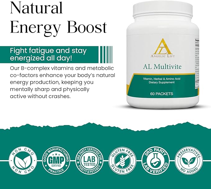 AL Multivite – Daily Multivitamin with Herbal &amp Amino Acid Complex – Energy Immunity &amp Metabolism Support – 30 Packets – Clean Balanced Supplement for Men &amp Women