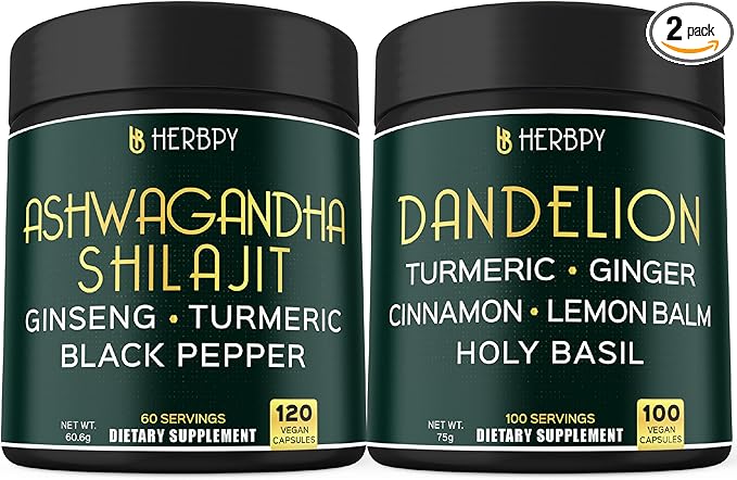 Bundle 5in Ashwagandha Shilajit &amp 6in1 Dandelion Supplement