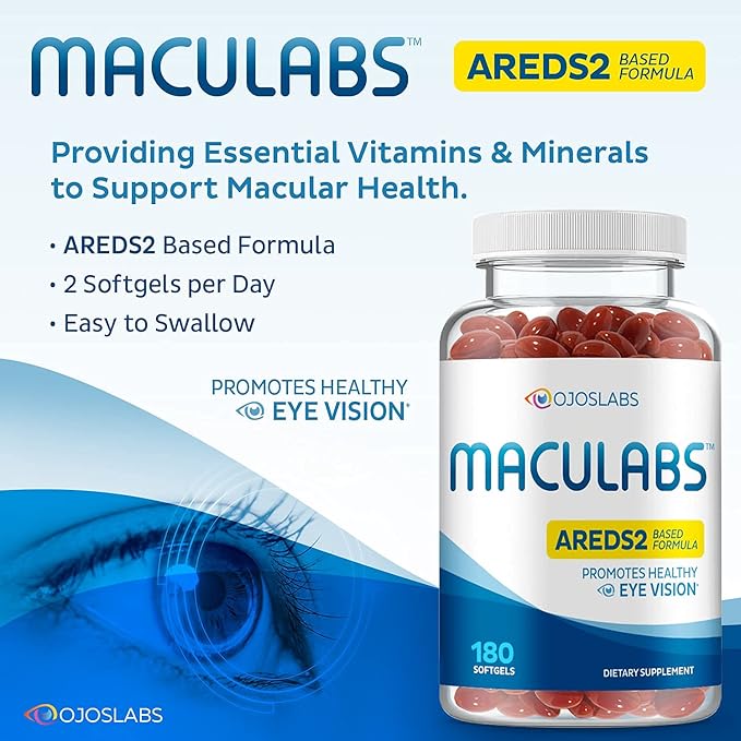 Eye Vitamins - AREDS 2 Based Formula - Eye Vitamin with Lutein &amp Zeaxanthin for Macular Health - Vision Supplements for Adults - 180 Softgels Support &amp Care for Eyes - Made in USA