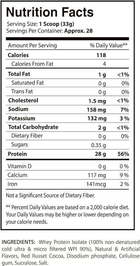 Iso Fuzion 100% Whey Isolate 28g Non Denatured Protein Powder Chocolate Wafer CrunchFlavor 2lb