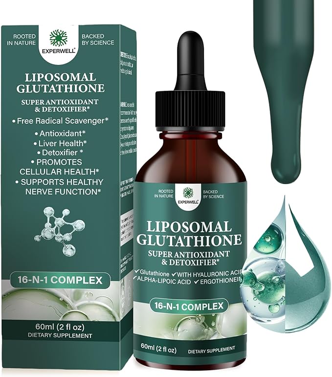 Liposomal Glutathione Liquid Drops 2000mg – Antioxidant Support Liquid Supplement with 600mgAlpha Lipoic Acid &amp Hyaluronic Acid | Vegan Non-GMO Soy &amp Gluten Free (2 FL OZ(Pack of 1))