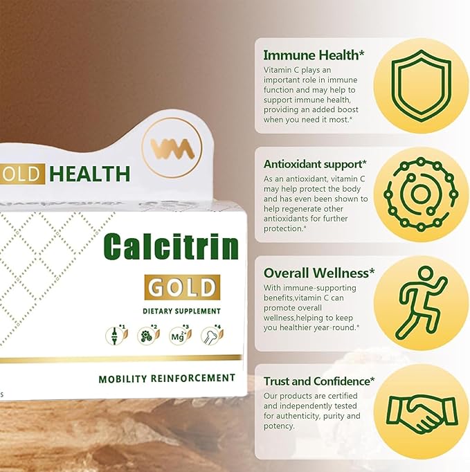 Calcitrin Gold Dietary Supplement - Mobility &amp Bone Strength Support Joint Strength Supplement Suitable for Men Elderly and Women 60 Tablets (1pc)
