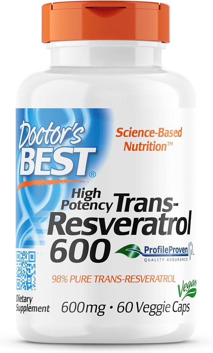 Doctor's BEST Trans-Resveratrol 600 mg 60 Count &amp Fisetin with Novusetin 100 mg 30 Count