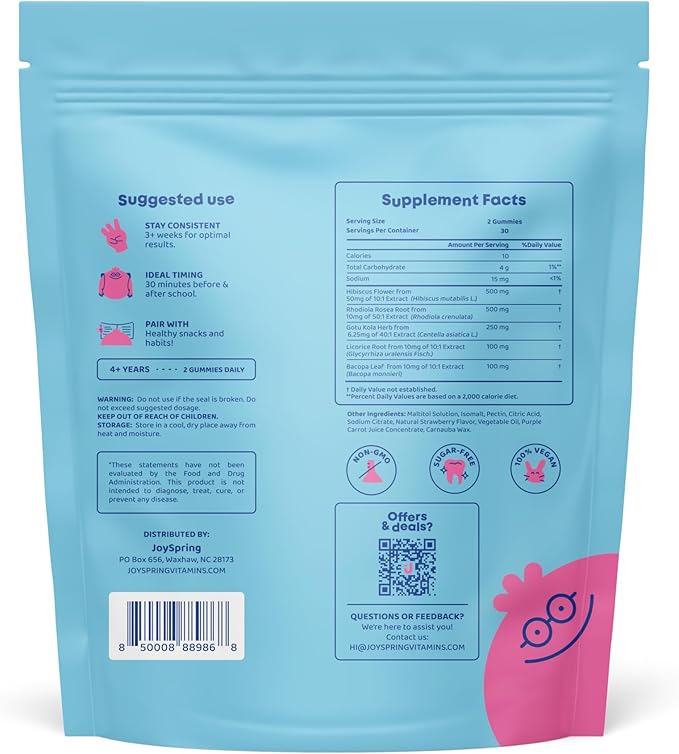 JoySpring Magnesium Citrate Liquid and Genius Focus Gummies for Kids