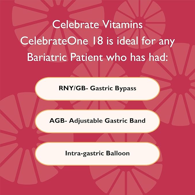 Celebrate Vitamins CelebrateONE 18 Chewables 18mg Iron - Once Daily Bariatric Multivitamin Essential Vitamins &amp Minerals - Gastric Bypass &amp Sleeve Gastrectomy Supplement - Black Cherry (30 T