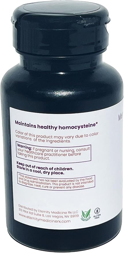 Methylation Boost – Active B Vitamins with Methyl B12 P-5-P Riboflavin &amp Betaine (TMG) – 60 Vegan Capsules – Detox Homocysteine Cognitive Support – by Eternity Medicine