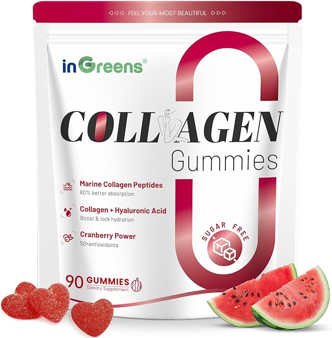 Collagen Peptides Gummies for Women - 5000mg Hydrolyzed Marine Collagen Sugar Free with Type IIIIII &amp Biotin 90 Count