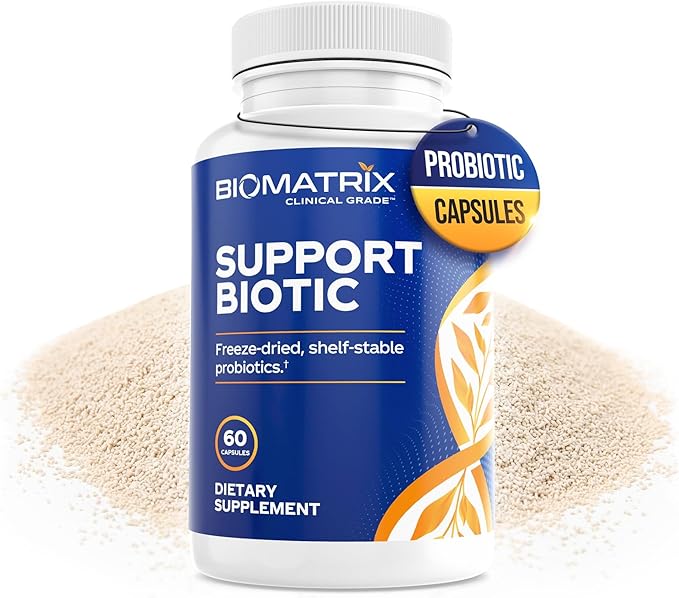 BioMatrix Saccharomyces boulardii Probiotic Supplement w/L. paracasei L. rhamnosus Bifidobacterium Acidophilus – Prebiotic Complement – Temp-Stable 30-60 Day Supply