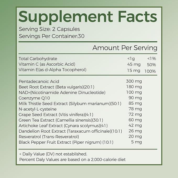 Pentadecanoic Acid C15:0 Supplement from High Altitude Goat Milk Supports Mitochondrial Health - 60 Capsules