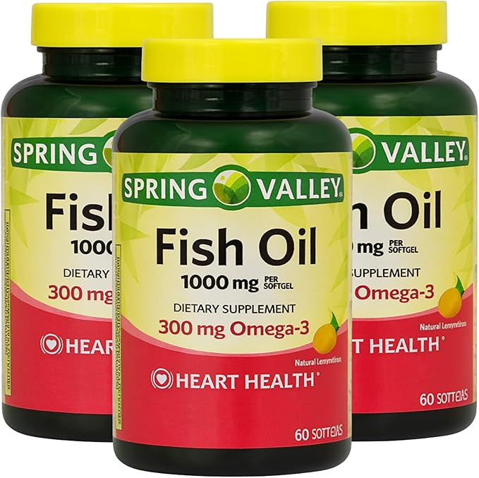 Omega 3 Fish Oil 1000mg – 60 Softgels Omega-3 Supplements for Women and Men Fish Oil Fatty Acid Daily Essential Supplement (Pack of 3)