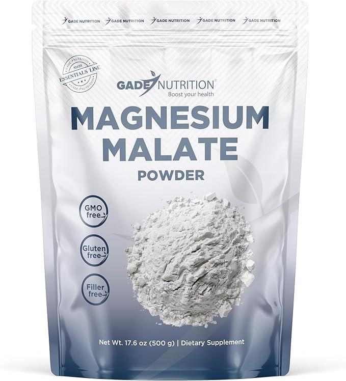 Gade Nutrition Pure Magnesium Malate Powder | Non-GMO Gluten-Free Filler Free Highly Absorbable | USA Made