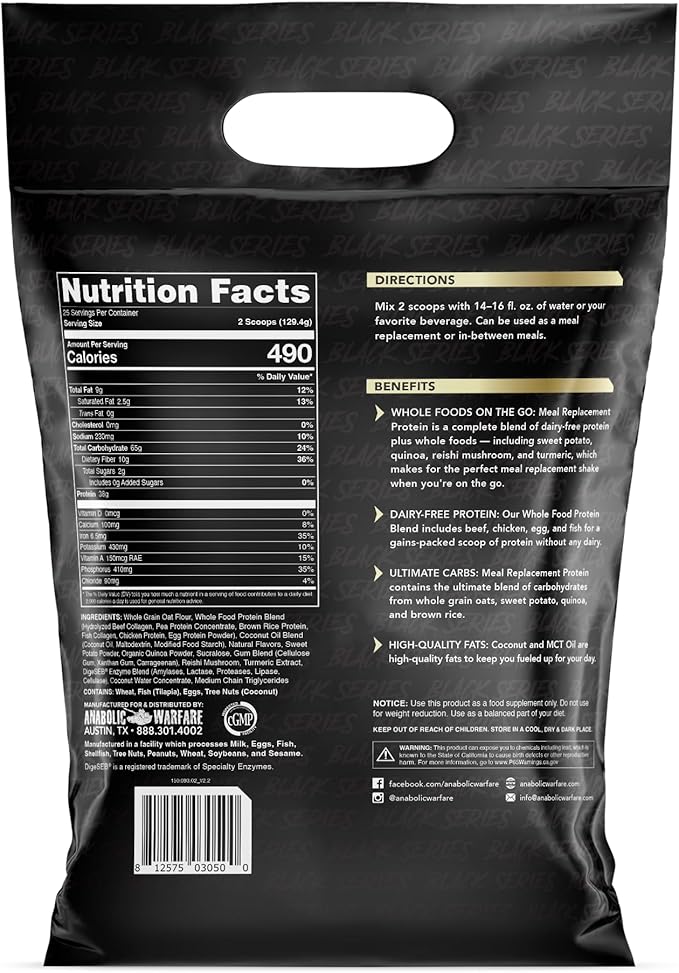 Anabolic Warfare Meal Replacement Protein Whole Food Meal Replacement Protein Shake Blueberry Crumb Cake 25 Servings
