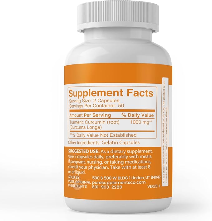 PURE ORIGINAL INGREDIENTS Cayenne Pepper &amp Turmeric Curcumin Capsules Bundle (100 Capsules Each) No Additives or Fillers Lab Verified